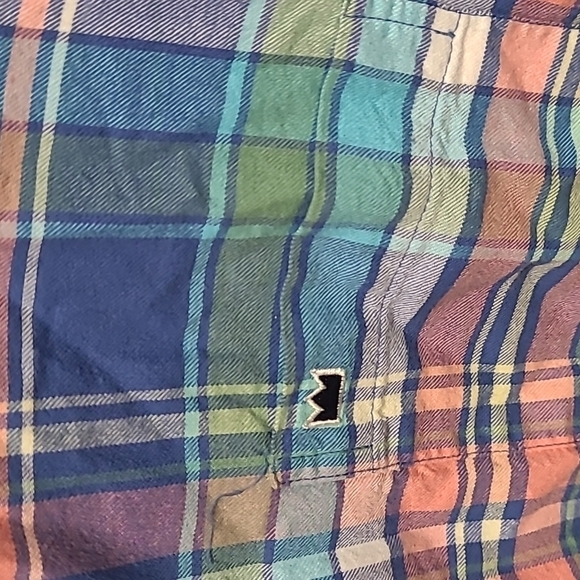 Crown & Ivy XL pink blue flannel suede elbow patches button up shirt MT48 - Picture 3 of 5